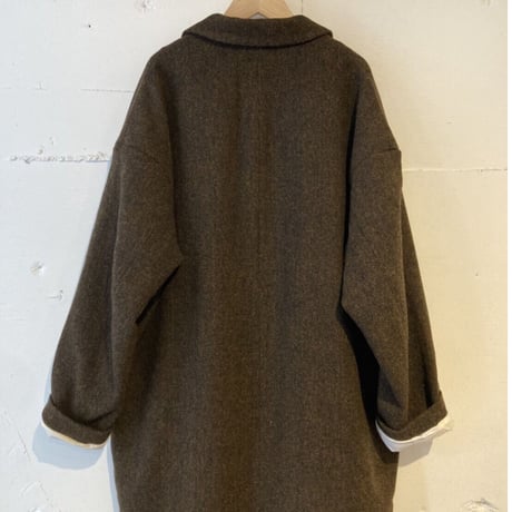 TISSU オリジナルウールへリンボン チェスターコート size3 ブラウンへリンボン