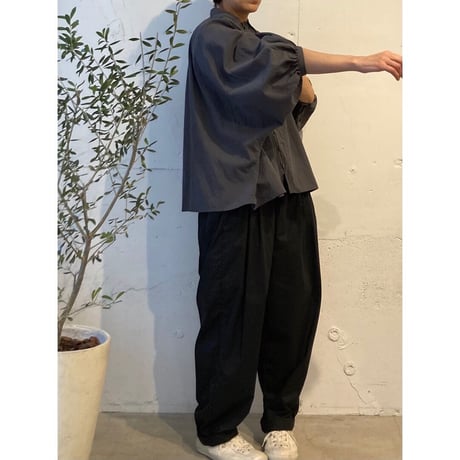 GALERIE TISSU オーガニックジョーゼット ドルマンブラウス チャコール
