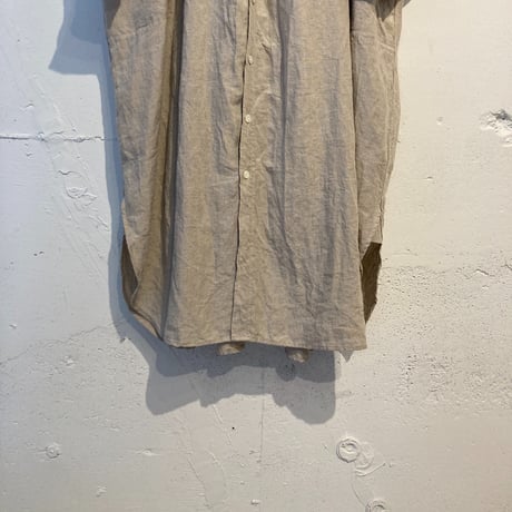 UNIVERSAL TISSU トリプルワッシャーリネン ギャザードレス キナリ