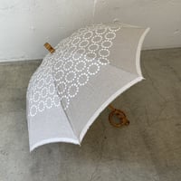 SUR MER 日傘　麻刺繍 輪っか水玉 ナチュラル（麻100％  (刺繍糸 綿100％)）