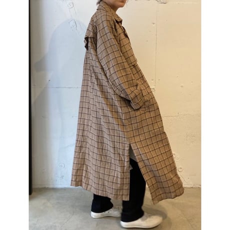 TISSU 先染めチェック ハイデンシティ エフォートレストレンチ size3　ベージュグレンチェック