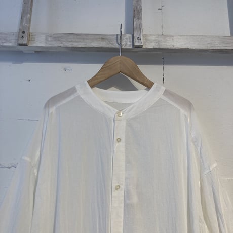 GALERIE TISSU オーガニックジョーゼット パネルワンピース シロ