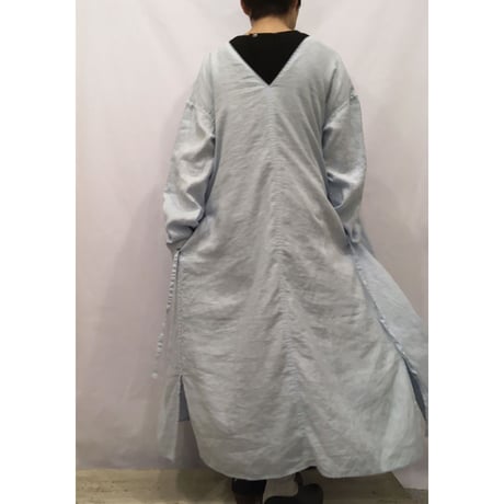 UNIVERSAL TISSU リネン カフタンドレス　サックス