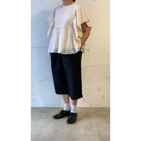 UNIVERSAL TISSU オリジナルフレンチリネンハーフパンツ クロ