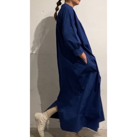 NATURALLAUNDRY スモッグタックワンピース ブルー