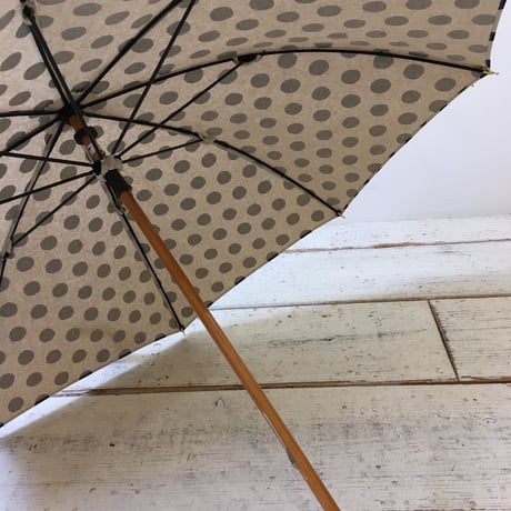 SUR MER 日傘　綿麻キャンバス 水玉（小）プリント（綿80％ 麻20％） 晴雨兼用