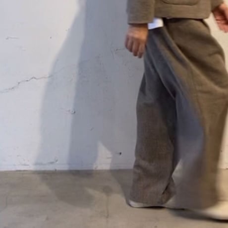 TISSU オリジナルウールへリンボン タックパンツ size3 ベージュへリンボン