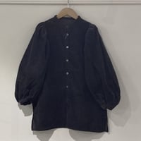 GALERIE TISSU リサイクルコーデュロイ ギャザーブラウス チャコール