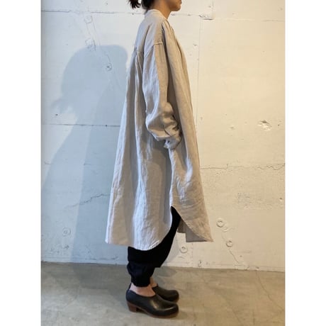 UNIVERSAL TISSU トリプルワッシャーリネン ギャザーチュニック キナリ