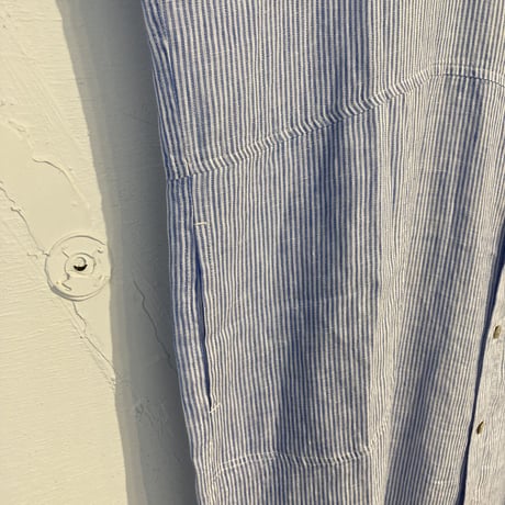 NATURAL LAUNDRY 先染めリネン ドルマンワンピース サックスストライプ