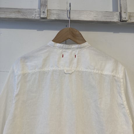 NATURAL LAUNDRY シャンブレー半袖ファーマーシャツ オフ