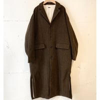 TISSU オリジナルウールへリンボン チェスターコート size3 ブラウンへリンボン