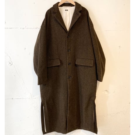 TISSU オリジナルウールへリンボン チェスターコート size3 ブラウンへリンボン