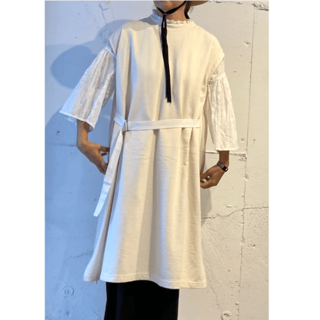 GALERIE TISSU エーゲ海オーガニック 裏毛ワンピース アイボリー