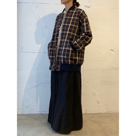 TISSU コットンツイル リブブルゾン ネイビーチェック size3