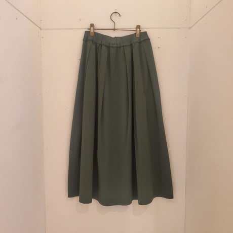【OUVERT】強撚ガスボイルビエラカットオフベルトスカート　GREEN
