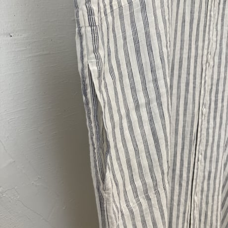 NATURAL LAUNDRY 先染めリネン ドルマンワンピース　シロストライプ