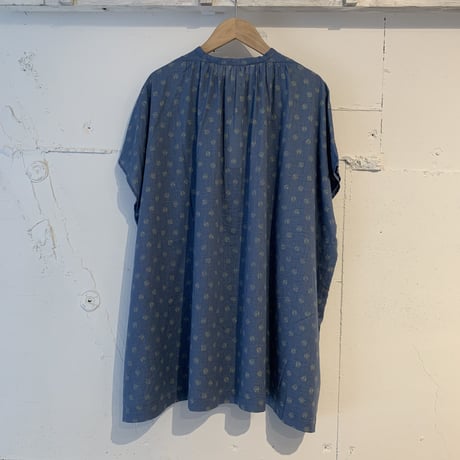 NATURAL LAUNDRY フラワーワイドチュニック シェイドブルー