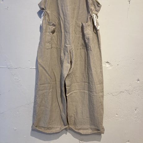 TISSU トリプルワッシャーリネンサイドギャザーサロペット size3 キナリ