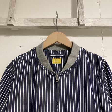NATURAL LAUNDRY ジップアップブルゾン ネイビーストライプ