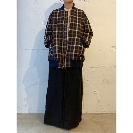 TISSU コットンツイル リブブルゾン ネイビーチェック size3