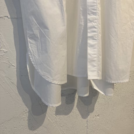 UNIVERSAL TISSU バンドカラーシャツワンピース シロ