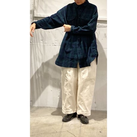 TISSU エターミンチェック ミリタリーシャツ モカチェック