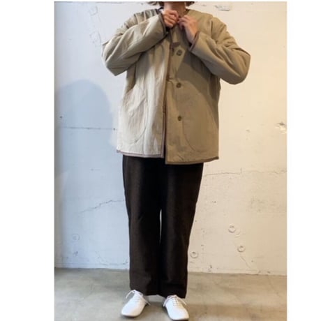 NATURAL LAUNDRY ボアリバーシブルジャケット　ベージュ×モカ