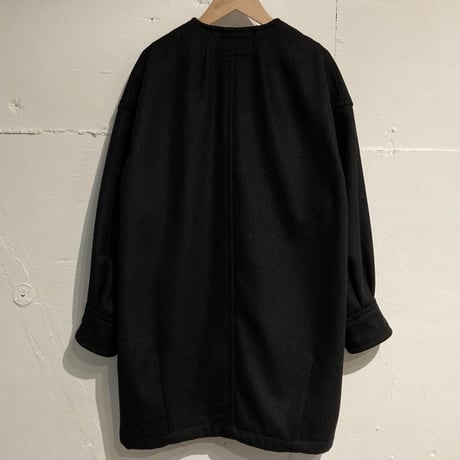 UNIVERSAL TISSU　メルトンツイルコクーンショートコート クロ