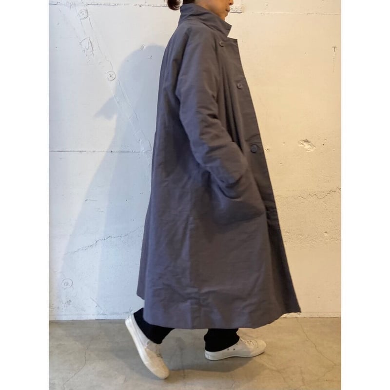 grin CLシーチング中綿ロングコート スチールグレー | un de plus