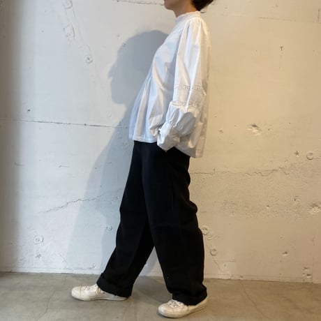 TISSU トリプルワッシャーリネン イージーテーパードパンツ size3 クロ