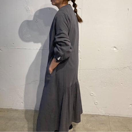GALERIE TISSU オーガニックジョーゼット パネルワンピース シロ