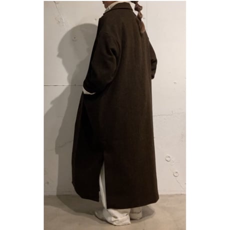 TISSU オリジナルウールへリンボン チェスターコート size3 ブラウンへリンボン