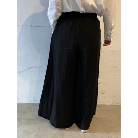UNIVERSAL TISSU トリプルワッシャーリネンラップキュロットパンツ クロ