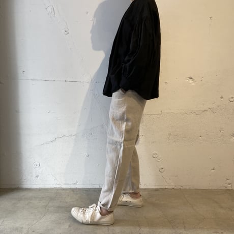 TISSU トリプルワッシャーリネン イージーテーパードパンツ size1 クロ