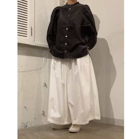 GALERIE TISSU リサイクルコーデュロイ ギャザーブラウス カーキ