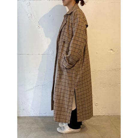 TISSU 先染めチェック ハイデンシティ エフォートレストレンチ size3　ベージュグレンチェック