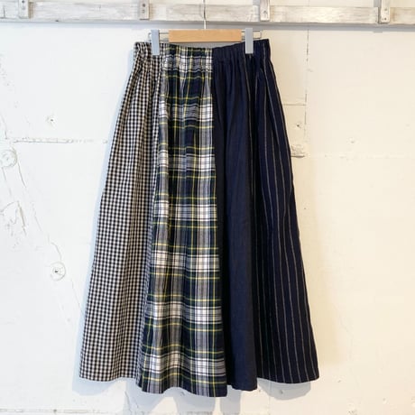 NATURAL LAUNDRY パネルスカート ネイビー