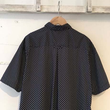 NATURAL LAUNDRY ブロード ロングシャツワンピース　ネイビー×白ドット
