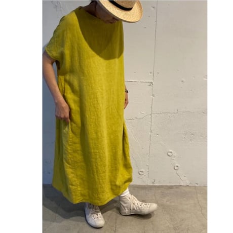 grin リネンサックワンピース イエロー