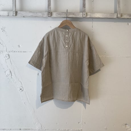 TISSU トリプルワッシャーリネン バックボタンシャツ キナリ