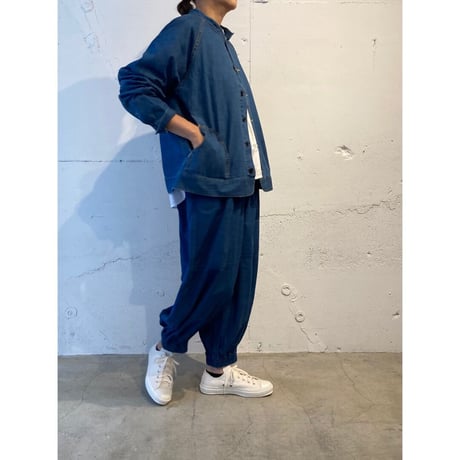Clip.tab インディゴシャンブレー シータパンツ フェードブルー