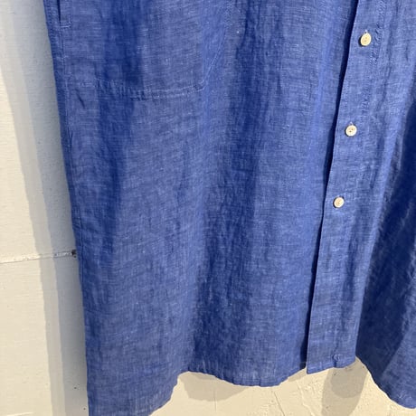 NATURAL LAUNDRY 先染めリネン ドルマンワンピース ブルー