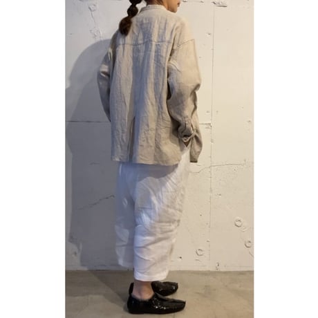 UNIVERSAL TISSU トリプルワッシャーリネン チャイナシャツ キナリ