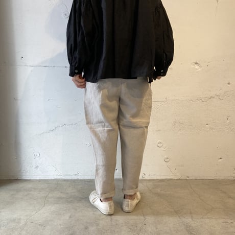 TISSU トリプルワッシャーリネン イージーテーパードパンツ size1 クロ