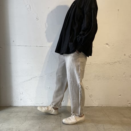 TISSU トリプルワッシャーリネン イージーテーパードパンツ size1 クロ