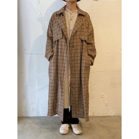 TISSU 先染めチェック ハイデンシティ エフォートレストレンチ size3　ベージュグレンチェック