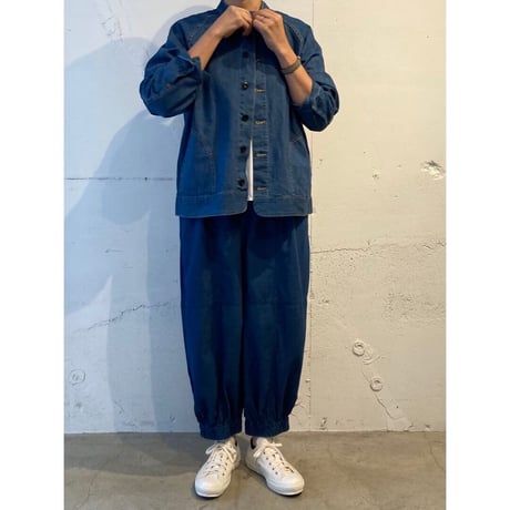 Clip.tab インディゴシャンブレー シータパンツ フェードブルー