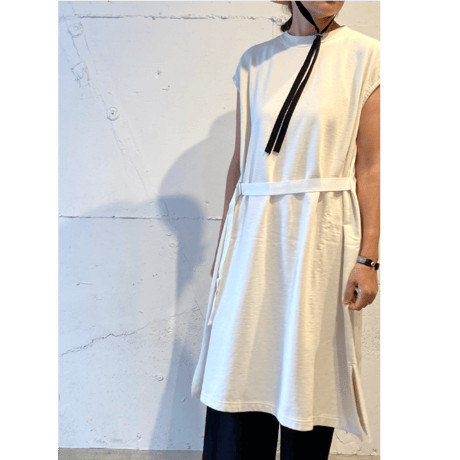 GALERIE TISSU エーゲ海オーガニック 裏毛ワンピース チャコール