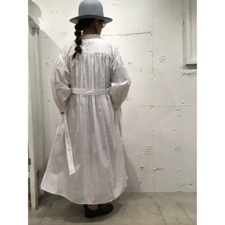 UNIVERSAL TISSU クラシックギャザーシャツドレス カーキ